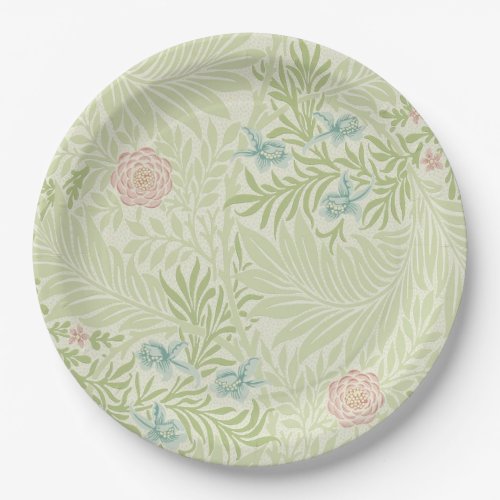 William Morris _ Larkspur _ Pink Flowers  Leaves Paper Plates