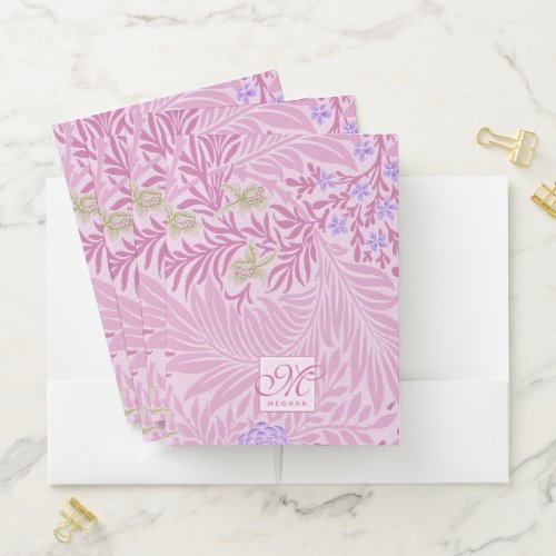 William Morris _ Larkspur _ Pink Flowers  Leaves Pocket Folder