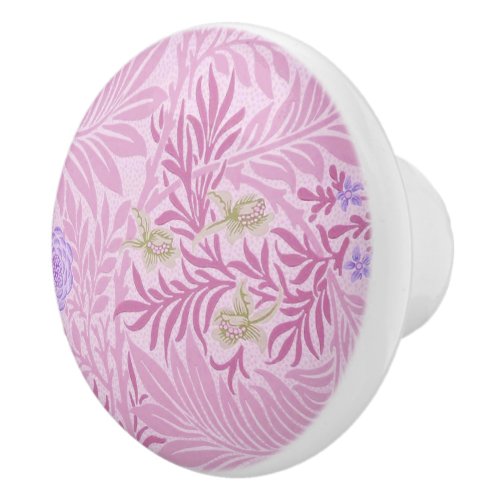 William Morris Larkspur _ Pink  Purple Floral Ceramic Knob