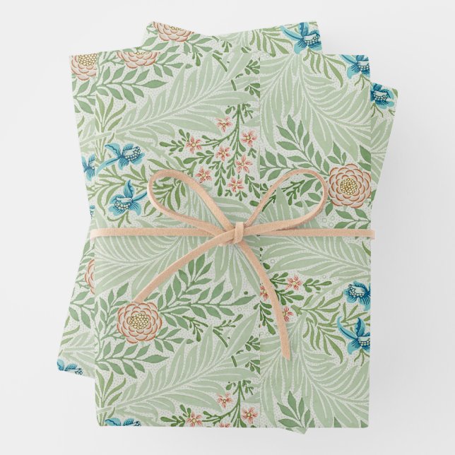 William Morris Larkspur Wrapping Paper Sheets (In situ)