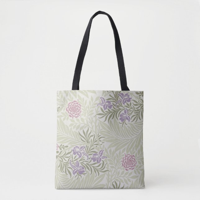 William Morris Lavender & Pink Larkspur Pattern Tote Bag (Front)