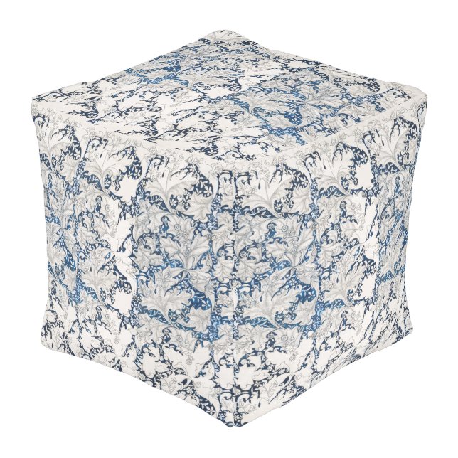 William Morris LEAF PATTERN COTTON Cube Pouf (Angled Front)