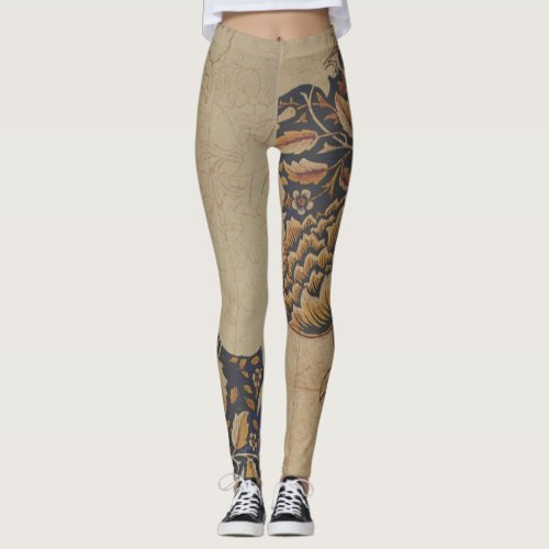 William Morris LEAF PATTERN PRINTED LEGGINGS