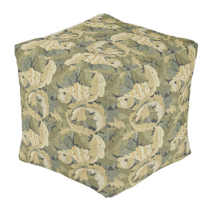 William Morris’ leaves and tendrils Gold & Green  Pouf