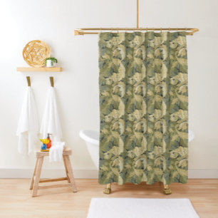 William Morris’ leaves and tendrils Gold & Green Shower Curtain