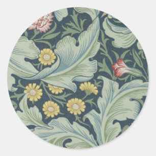 William Morris Leicester Leaves Flowers Carnation Classic Round Sticker
