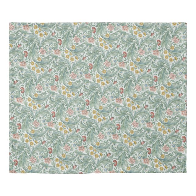 William Morris Leicester Leaves Flowers Carnation  Duvet Cover (Front)