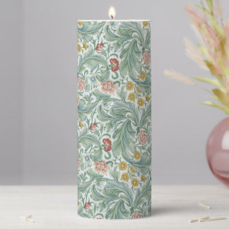 William Morris Leicester Leaves Flowers Carnation  Pillar Candle