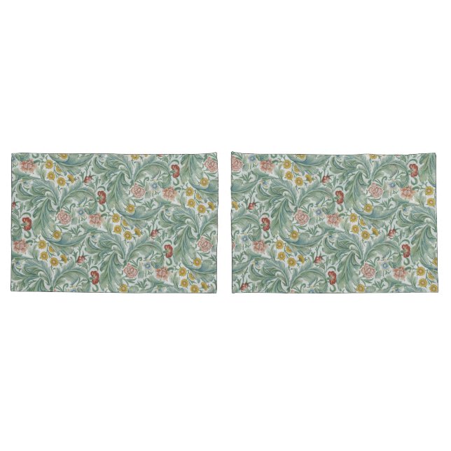 William Morris Leicester Leaves Flowers Carnation Pillow Case (Back-Set)