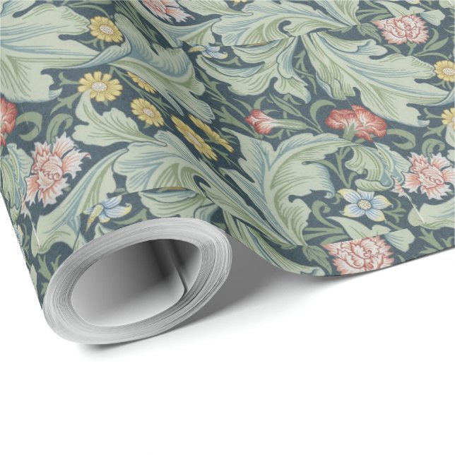 William Morris Leicester Leaves Flowers Carnation Wrapping Paper (Roll Corner)