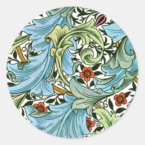 William Morris _ Leicester vintage floral design Classic Round Sticker