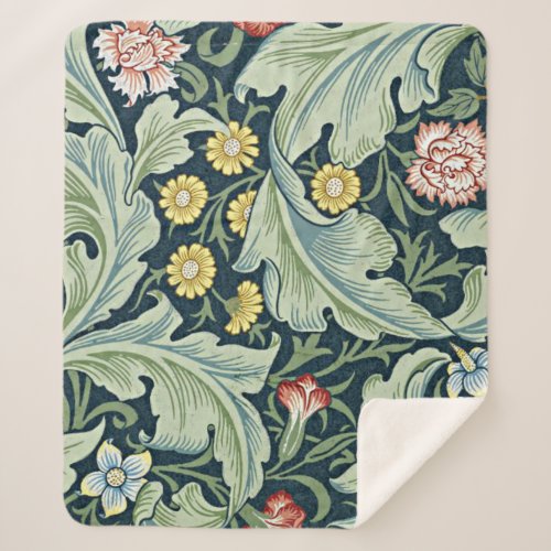 William Morris _ Leicester vintage floral design Sherpa Blanket