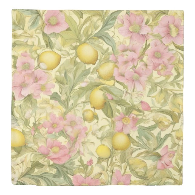 William Morris Lemon & Floral Duvet Cover (Front)