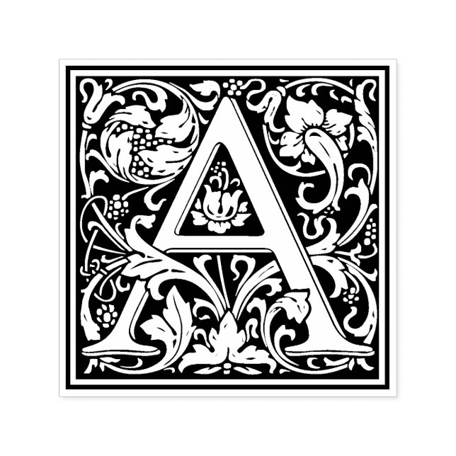 William Morris Letter A Victorian Floral Stamp (Design)