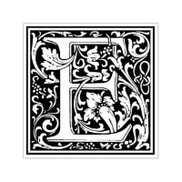 William Morris Letter E Victorian Floral Stamp