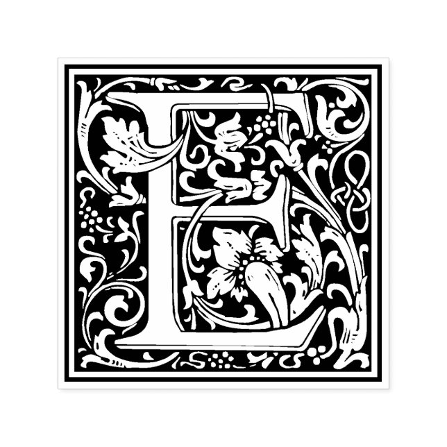 William Morris Letter E Victorian Floral Stamp (Design)