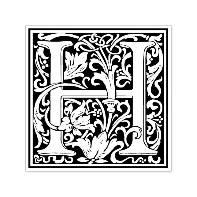 William Morris Letter H Victorian Floral Stamp (Design)