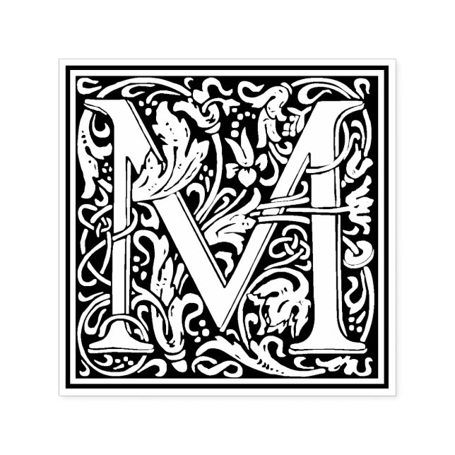William Morris Letter M Victorian Floral Stamp (Design)