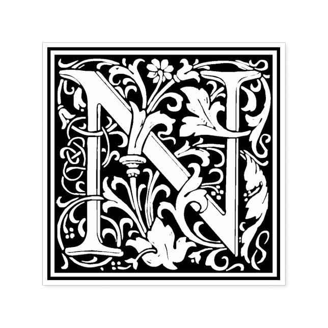 William Morris Letter N Victorian Floral Stamp (Design)