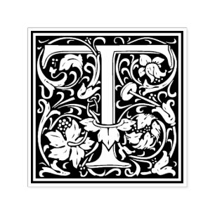 William Morris Letter T Victorian Floral Stamp