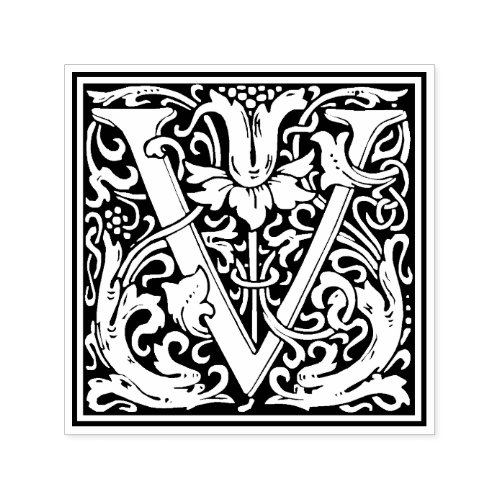 William Morris Letter V Victorian Floral Stamp