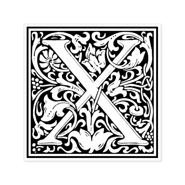 William Morris Letter X Victorian Floral Stamp (Design)