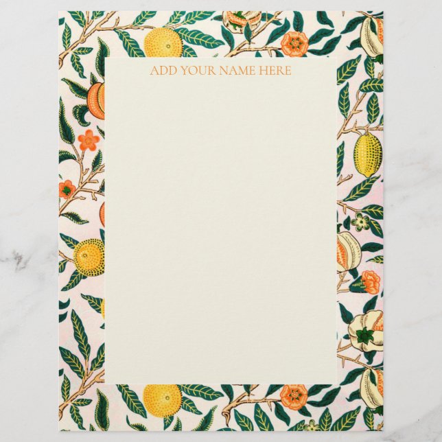 WILLIAM MORRIS LETTERHEAD WITH "POMEGRANATES" (Front)