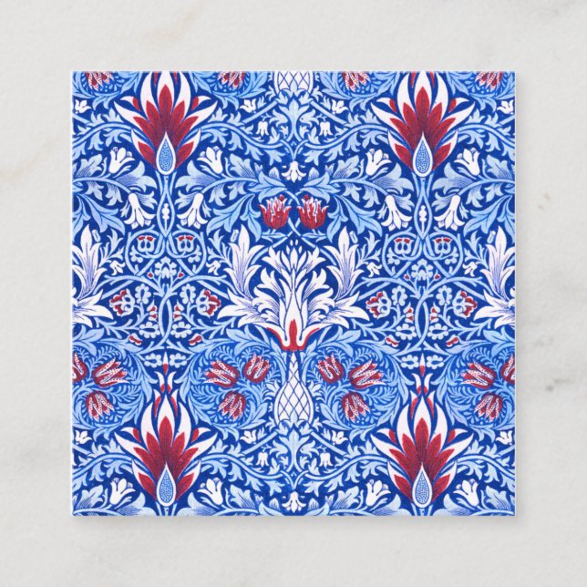 William Morris Light Blue Snakeshead Square Business Card (Front)