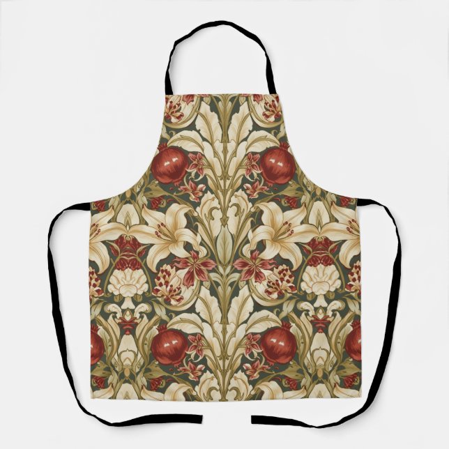 William Morris Lily and Pomegranate Floral pattern Apron (Front)