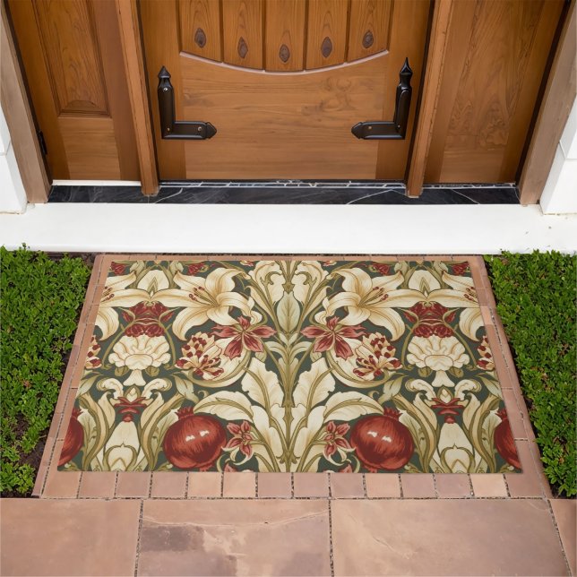 William Morris Lily and Pomegranate Floral pattern Doormat (Outdoor)