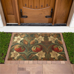 William Morris Lily and Pomegranate Floral pattern Doormat
