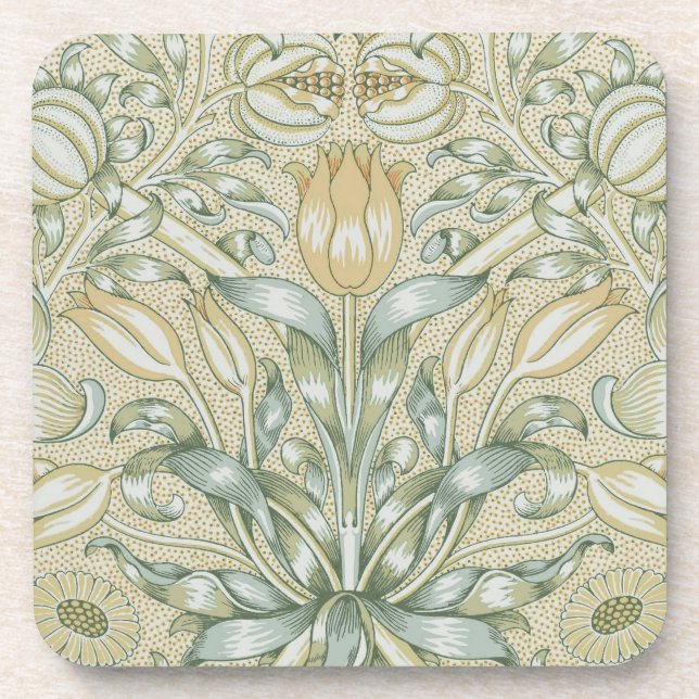 William Morris Lily and Pomegranate Flower Classic Beverage Coaster (Front)