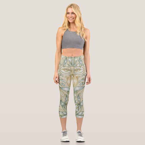 William Morris Lily and Pomegranate Flower Classic Capri Leggings