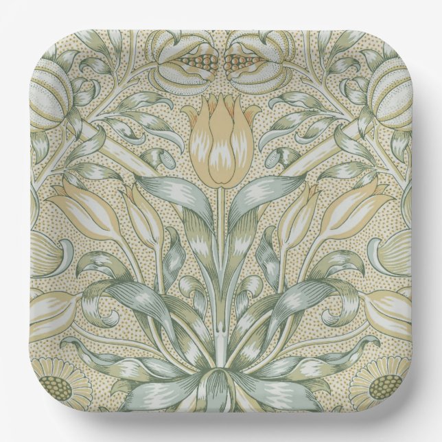 William Morris Lily and Pomegranate Flower Classic Paper Plates (Front)