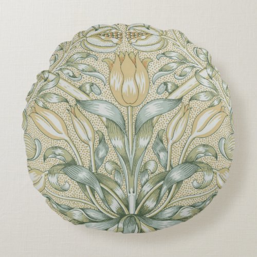 William Morris Lily and Pomegranate Flower Classic Round Pillow