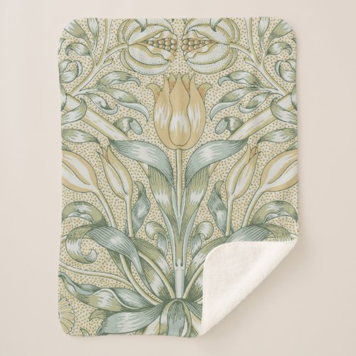 William Morris Lily and Pomegranate Flower Classic Sherpa Blanket