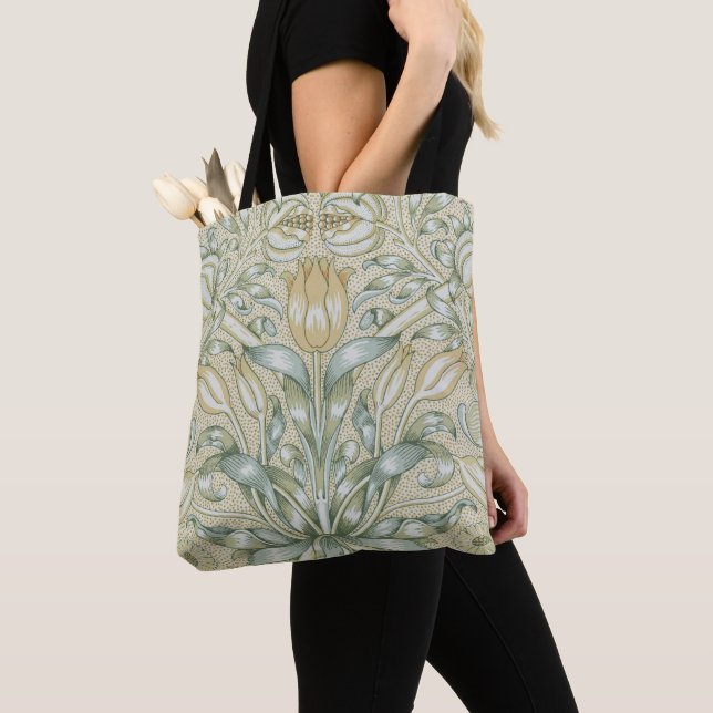 William Morris Lily and Pomegranate Flower Classic Tote Bag (Close Up)