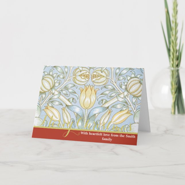 William Morris Lily and Pomegranate Flower Pattern Holiday Card (Front)