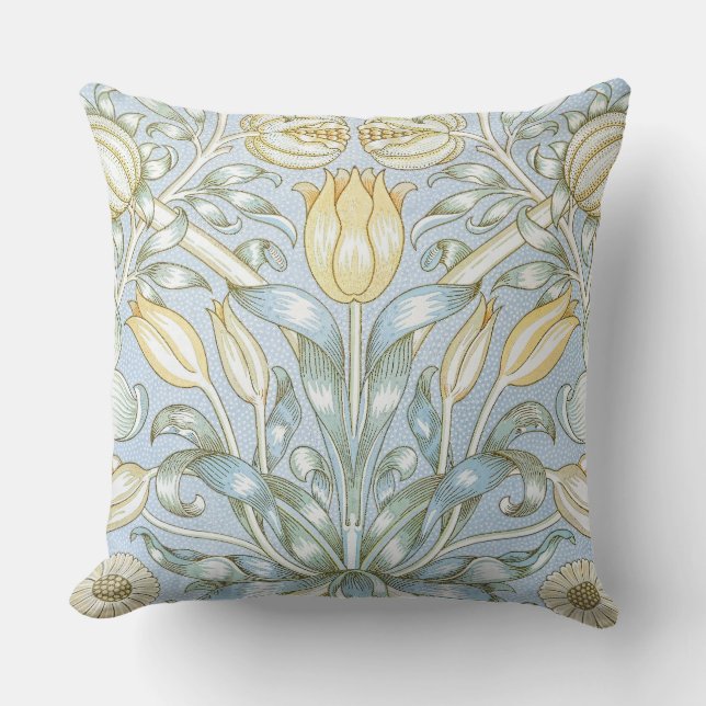 William Morris Lily and Pomegranate Flower Pattern Throw Pillow (Front)