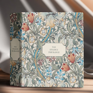 William Morris Lily Art Nouveau Blue Light Floral 3 Ring Binder