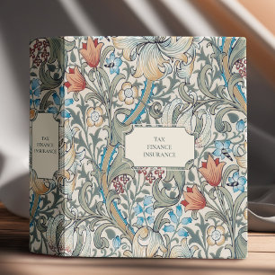 William Morris Lily Art Nouveau Blue Light Floral 3 Ring Binder