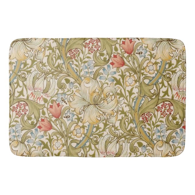 William Morris Lily Art Nouveau Floral Bath Mat (Front)