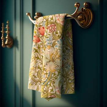 William Morris Lily Art Nouveau Floral Bath Towel Set by William_Morris_Shop at Zazzle
