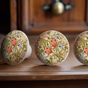 William Morris Lily Art Nouveau Floral Ceramic Knob