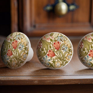 William Morris Lily Art Nouveau Floral Ceramic Knob