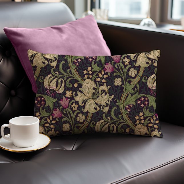 William Morris Lily Art Nouveau Floral Lumbar Pillow (Creator Uploaded)