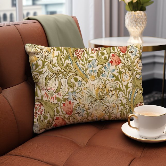 William Morris Lily Art Nouveau Floral Pattern Accent Pillow (Creator Uploaded)