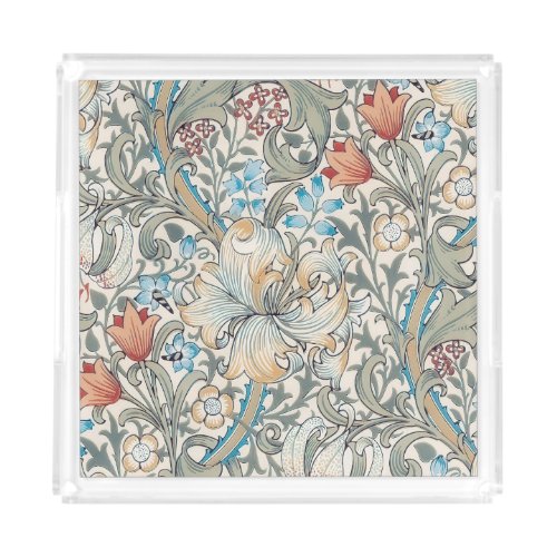 William Morris Lily Art Nouveau Floral Pattern Acrylic Tray