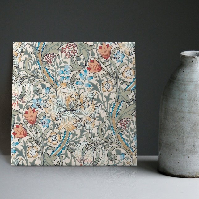William Morris Lily Art Nouveau Floral Pattern Cer Ceramic Tile (Creator Uploaded)