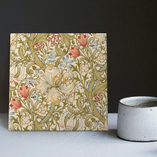 William Morris Lily Art Nouveau Floral Pattern Ceramic Tile